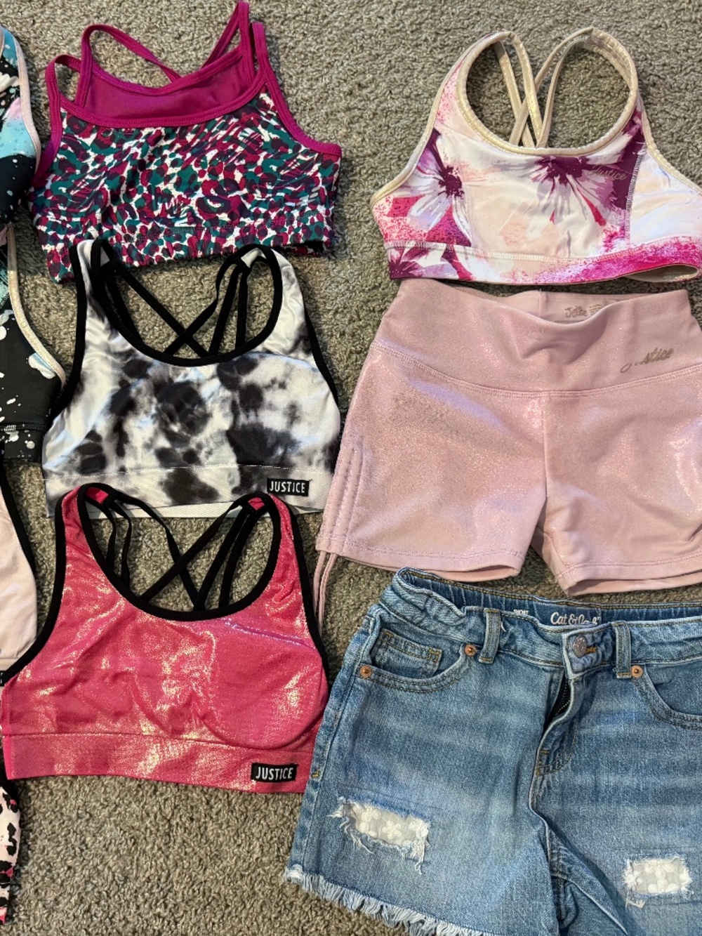 8 sports bras/1 jean shorts (bundle set)